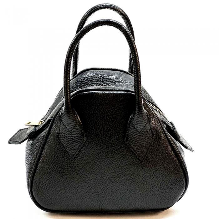 Classic Mini Handbag in Pebbled Leather, Made in Italy,  Free Shipping