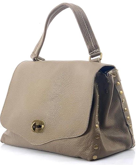 Taupe Satchel Handmade in Italy Pebbled Leather 2025 Pantone Color Free Shipping
