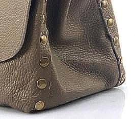 Handmade Italian Pebbled Leather Satchel: Taupe Shoulder Bag