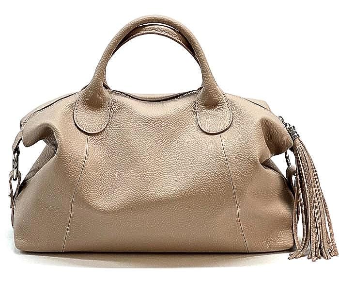 The Italian Way of Travel. Pebbled, Natural Grain Leather Satchel, Free Shipping to the US