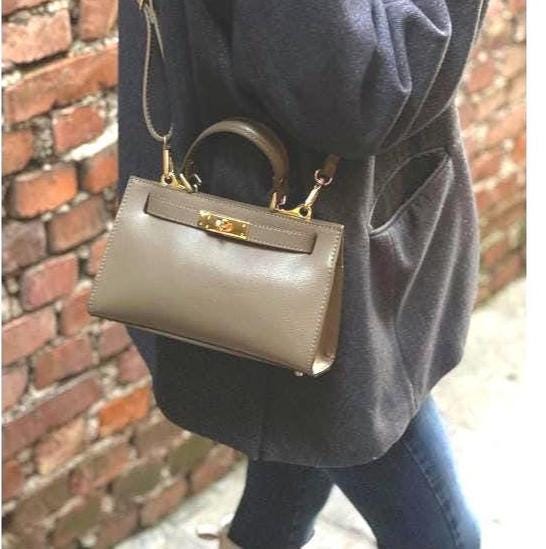 Classic Shoulder or Tote Bag. Full Grain, Pebbled Italian Leather, Free Shipping to the US