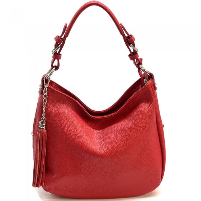 Soft Calfskin, Slouchy, Shoulder Bag with Tassel, Handmade in Italy, Free Shipping to the US