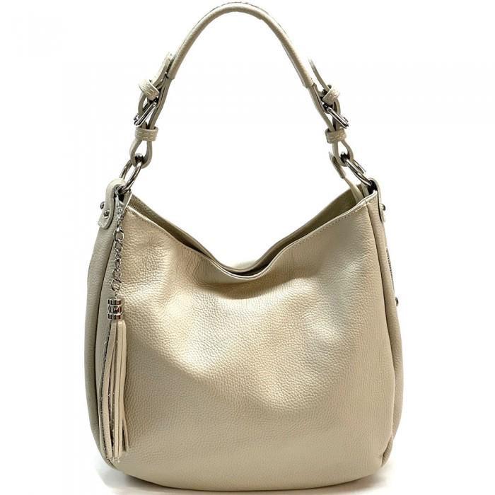 Soft Calfskin, Slouchy, Shoulder Bag with Tassel, Handmade in Italy, Free Shipping to the US
