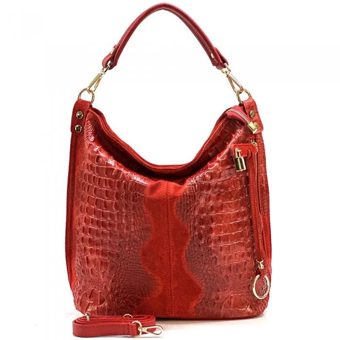 Shoulder Bag- Embossed Leather in a Python Design. Fall, 2025