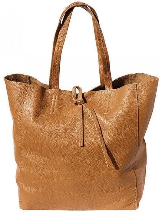 Pebbled Leather, Lightweight Tote/Shopping Bag With Separate Pouch, Handmade in Italy, Free Shipping to the US