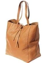 Pebbled Leather, Lightweight Tote/Shopping Bag With Separate Pouch, Handmade in Italy, Free Shipping to the US