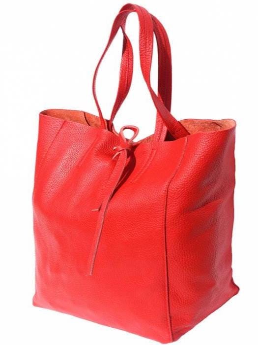 Pebbled Leather, Lightweight Tote/Shopping Bag With Separate Pouch, Handmade in Italy, Free Shipping to the US