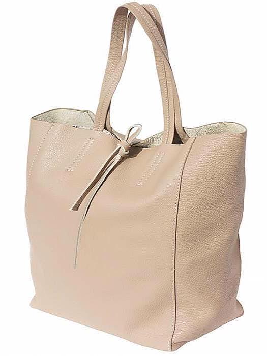 Pebbled Leather, Lightweight Tote/Shopping Bag With Separate Pouch, Handmade in Italy, Free Shipping to the US