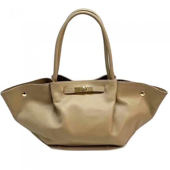 Expandable Leather Tote Bag: Handmade Italian Slouchy Carryall