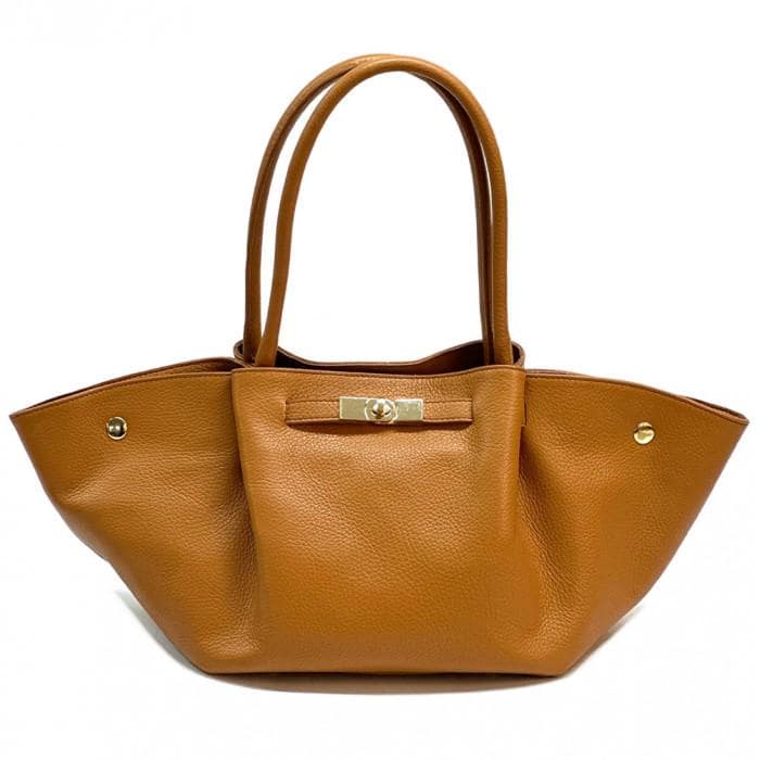 Expandable Leather Tote Bag: Handmade Italian Slouchy Carryall