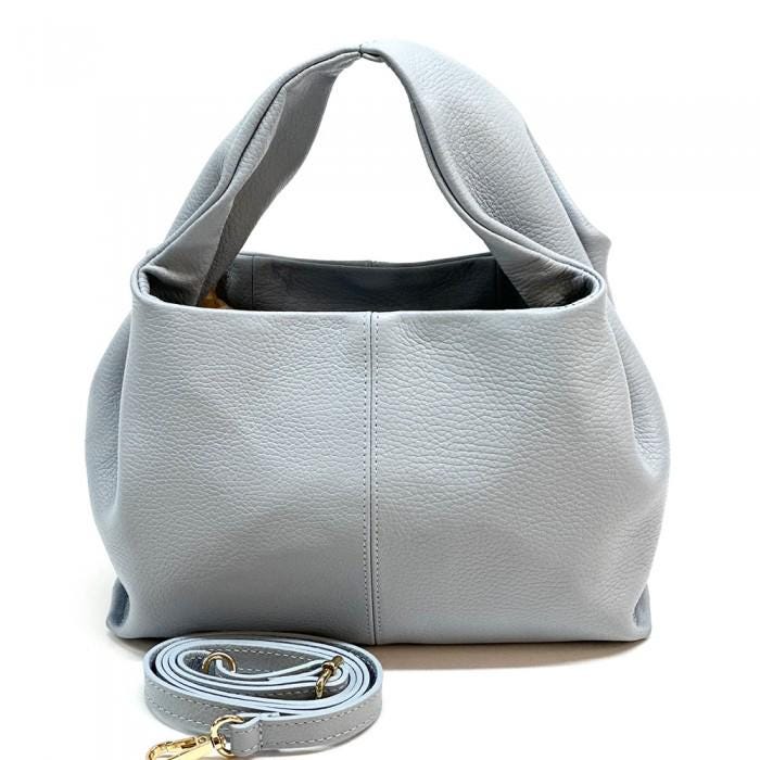 Medium Size Pebbled Leather Tote, Made Italy, Free Shipping