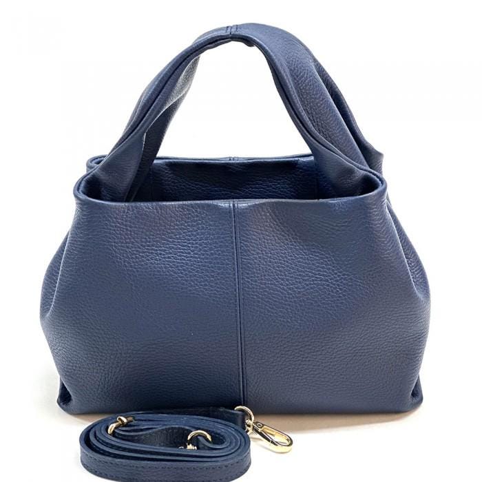 Medium Size Pebbled Leather Tote, Made Italy, Free Shipping