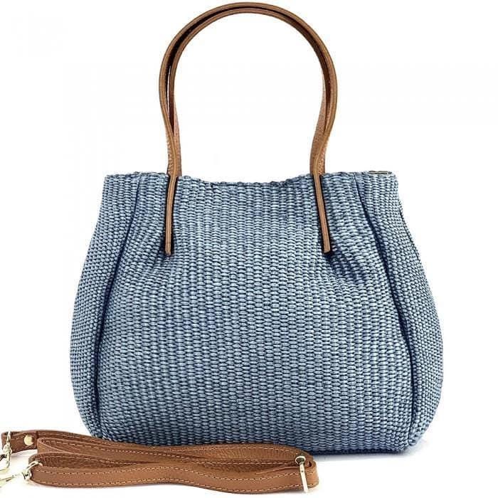 Raffia and Leather, Handmade Tote Bag from Italy, Free Shipping