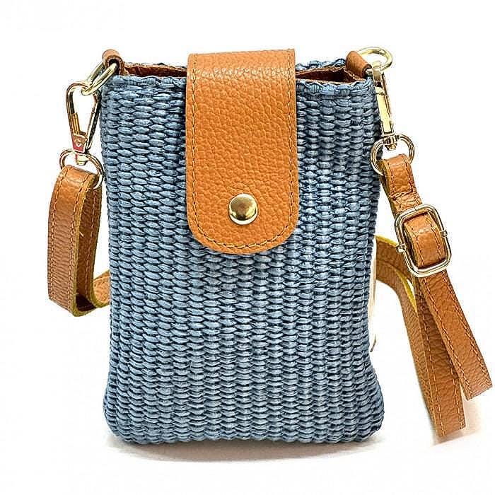 Raffia and Leather Crossbody Bag: Handmade Italian Design