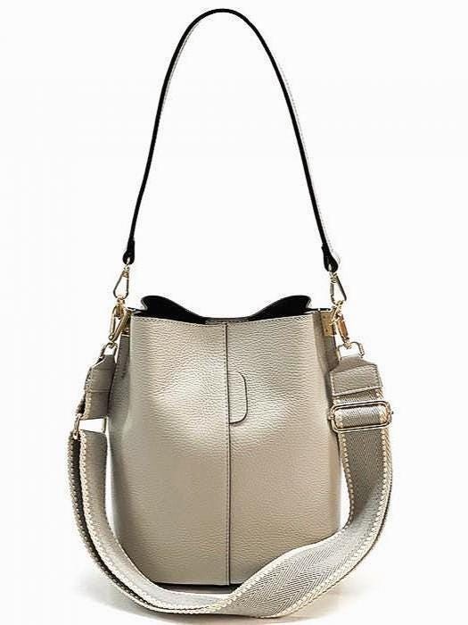 Pebbled, Full Grain Leather Bucket Bag, Shoulder or Crossbody, Handmade in Italy, Free Shipping to the US