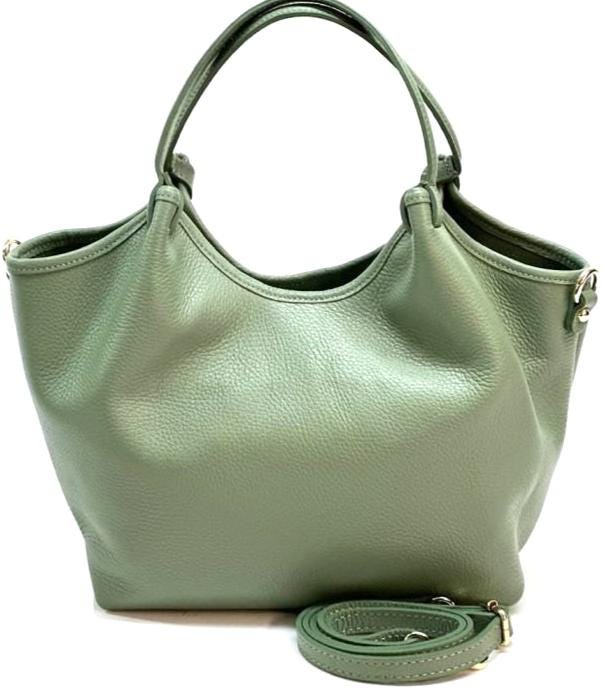 Caramel-colored full-grain leather Tote with Adjustable Shoulder Straps, Handmade in Italy. Free Shipping to the US