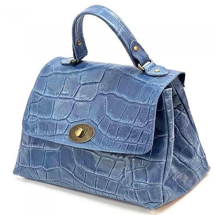 Messenger Bag, Handheld or Crossbody, Stamped Leather, Handmade in Italy, Free Shipping