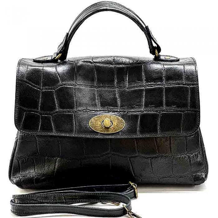 Stamped Leather Messenger Bag: Handmade Italian Crossbody