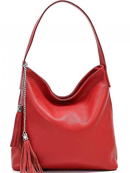 Pebbled Leather Shoulder Bag , Handmade in Italy, Free Shipping