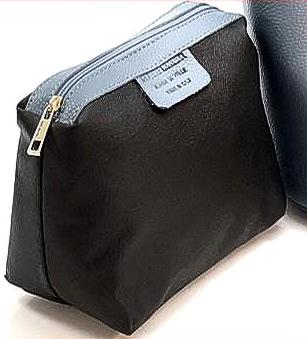 Stone Blue, Pebbled, Full Grain Leather Bucket Bag with Pochette, Handmade in Italy,  Free Shipping,