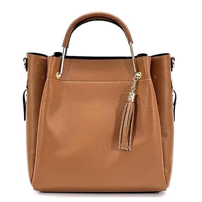 Classic Pebbled Leather Tote Bag, Handmade in Italy, Free Shipping to the US