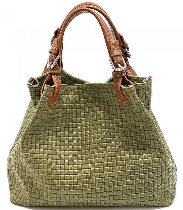 Hobo Bag, Full Grain, Stamped Woven Leather, Handmade in Italy. Free Shipping,