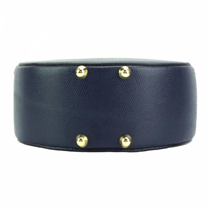 Unique, round-shaped mini handbag in Black stamped Italian Leather. Free Shipping