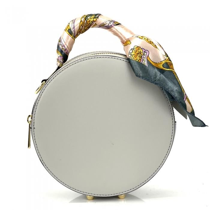 Round Mini Bag with Scarf, Saffiano Leather, Hand Made in Italy