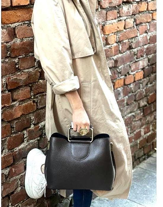 Lux Pebbled Leather Tote and Shoulder Bag from Italy, Free Shipping