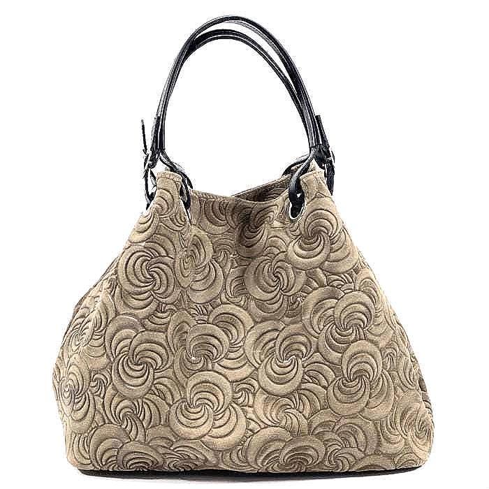 Slouchy, Embossed, Premium Leather Tote in Taupe!  Hand Crafted in Italy, Free Shipping