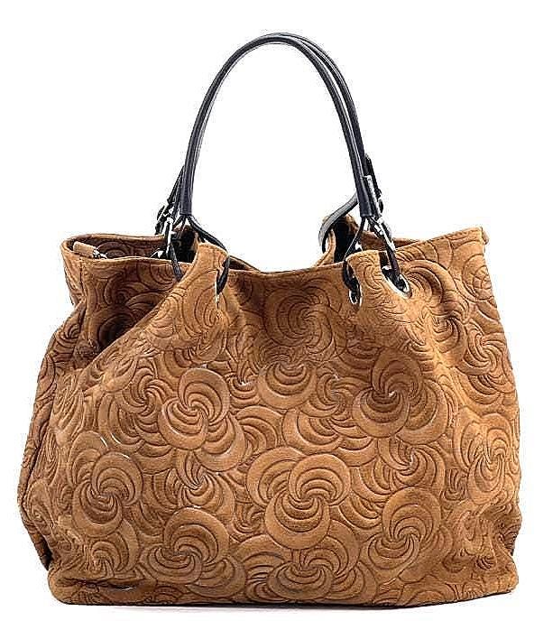 Slouchy, Embossed, Premium Leather Tote in Taupe!  Hand Crafted in Italy, Free Shipping