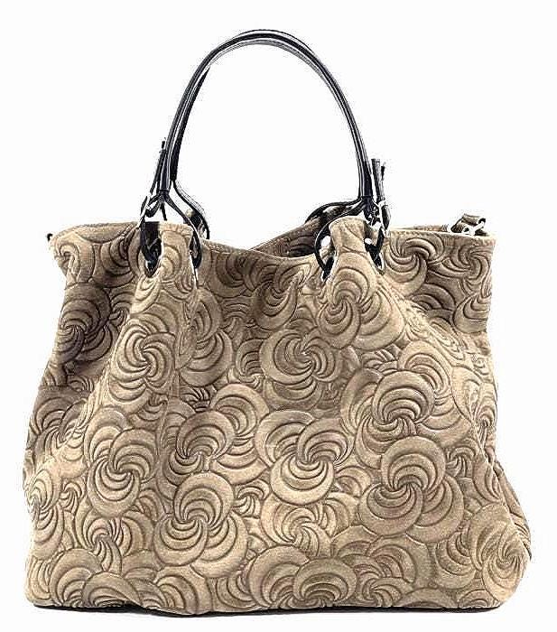 Slouchy, Embossed, Premium Leather Tote in Taupe!  Hand Crafted in Italy, Free Shipping