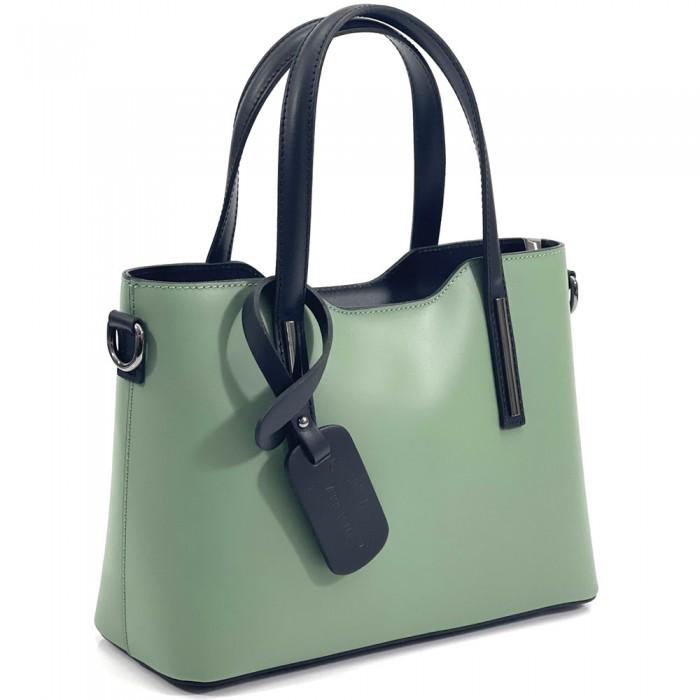 Saffiano Leather Tote with Contrasting Trim. Handmade in Italy, Free Shipping to the USA.