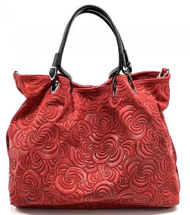 Slouchy, Embossed, Premium Leather Tote.  Handcrafted in Italy, Free Shipping