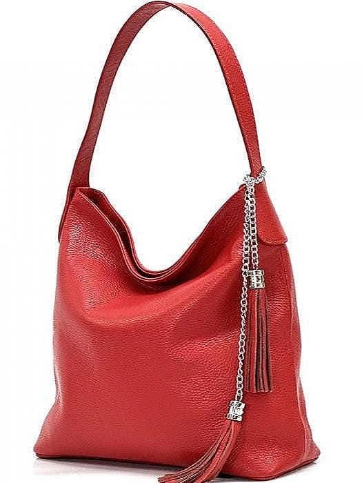 Pebbled Leather Shoulder Bag , Handmade in Italy, Free Shipping