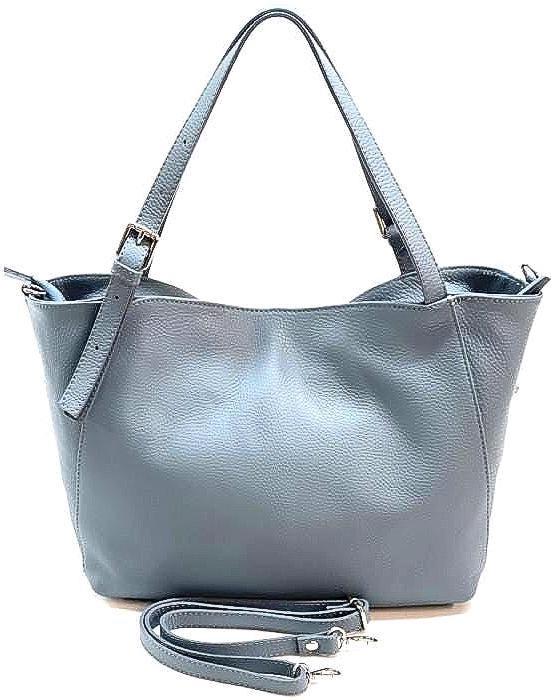 Everyday Lux Calfskin Shoulder in Light Cayan, Handmade in Italy, Free Shipping to the US