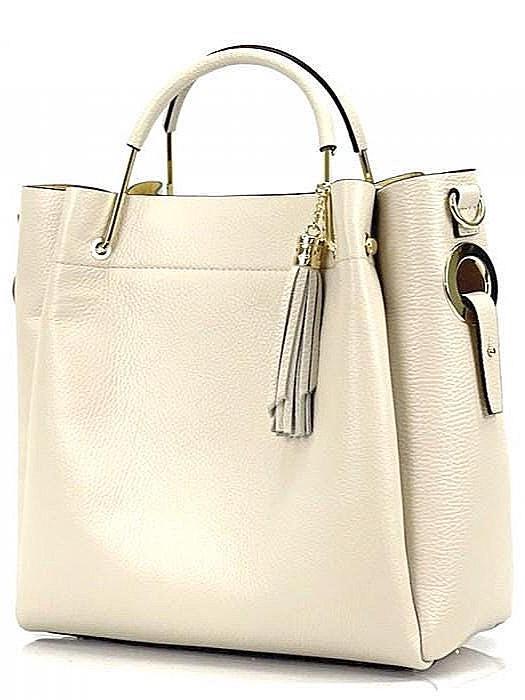 Classic Pebbled Leather Tote Bag, Handmade in Italy, Free Shipping to the US