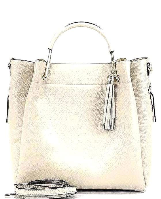 Classic Pebbled Leather Tote Bag, Handmade in Italy, Free Shipping to the US