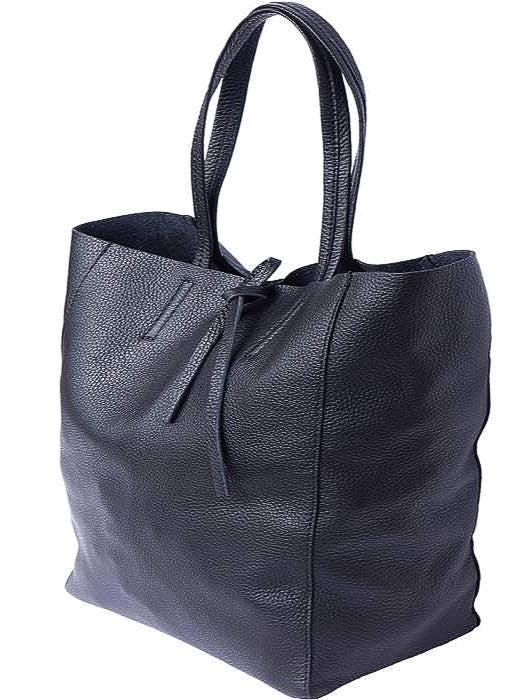 Pebbled Leather, Lightweight Tote/Shopping Bag With Separate Pouch, Handmade in Italy, Free Shipping to the US