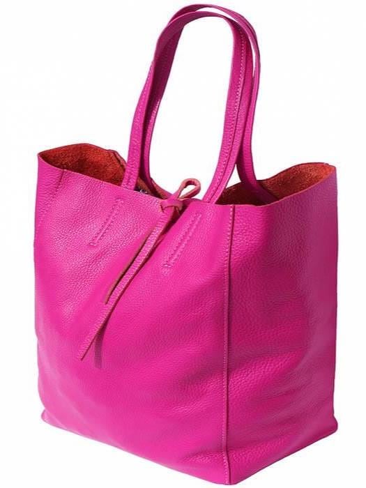 Pebbled Leather, Lightweight Tote/Shopping Bag With Separate Pouch, Handmade in Italy, Free Shipping to the US