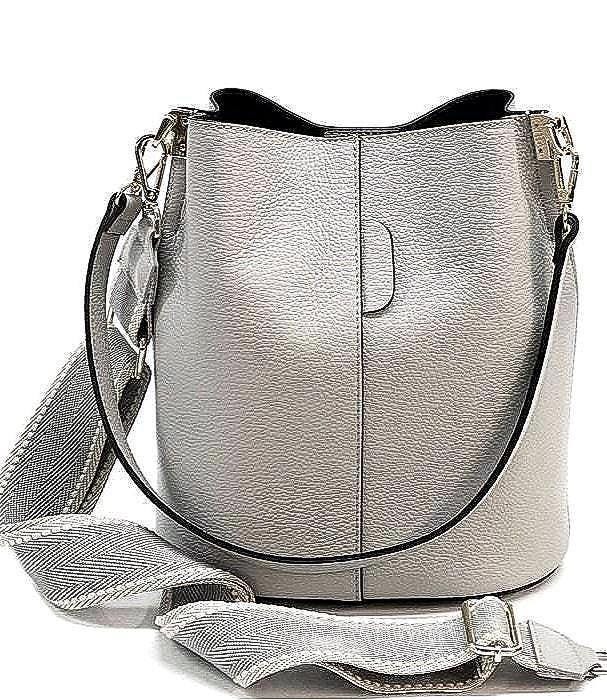 Pebbled, Full Grain Leather Bucket Bag, Shoulder or Crossbody, Handmade in Italy, Free Shipping to the US
