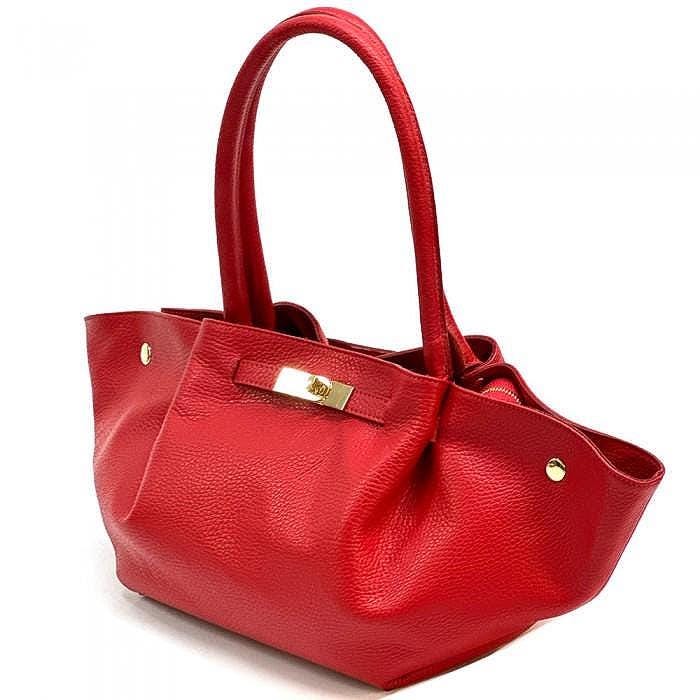 Expandable Leather Tote Bag, Slouchy or buttoned Up! Handmade in Italy, Free Shipping From Italy