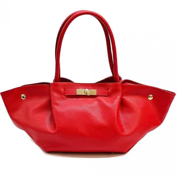 Expandable Leather Tote Bag, Slouchy or buttoned Up! Handmade in Italy, Free Shipping From Italy