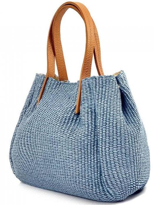 Raffia and Leather, Handmade Tote Bag from Italy, Free Shipping