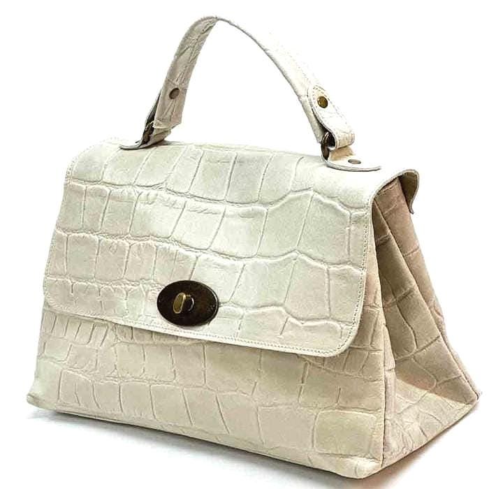 Messenger Bag, Handheld or Crossbody, Stamped Leather, Handmade in Italy, Free Shipping