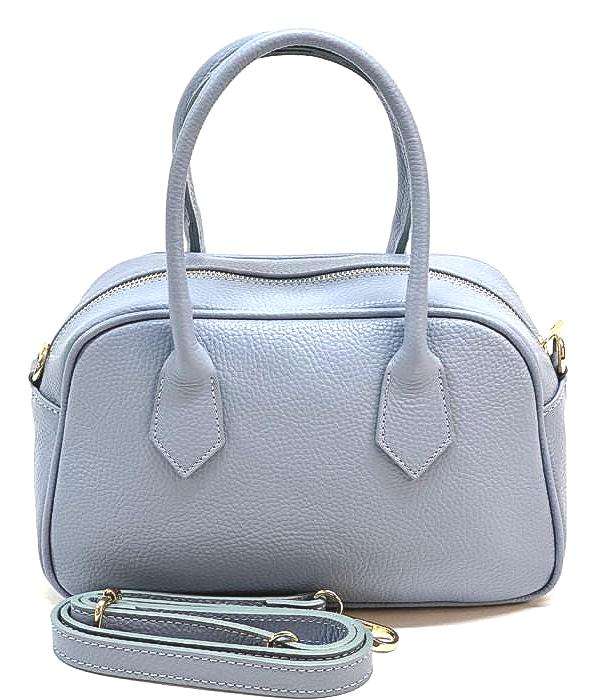 Bowler Bag in Pebbled Leather, Made in Italy, Free Shipping