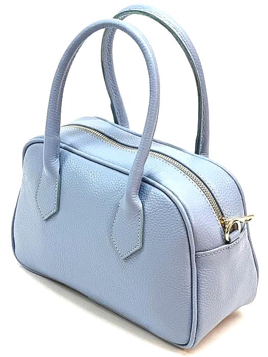 Bowler Bag in Pebbled Leather, Made in Italy, Free Shipping