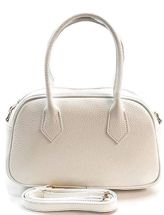 Pebbled Leather Bowler Bag: Handmade Italian Leather, Gold Hardware