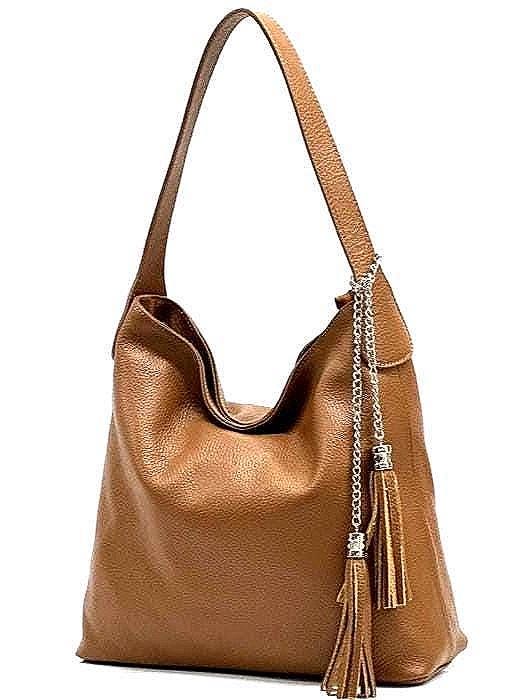 Pebbled Leather Shoulder Bag , Handmade in Italy, Free Shipping