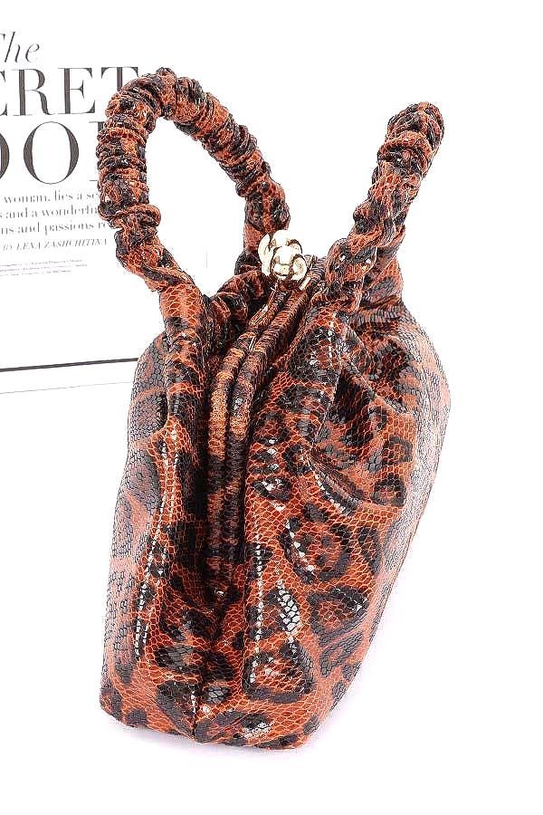 Soft, gathered, Faux Leather Bag in Leopard Print